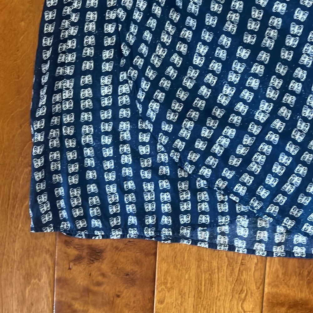 Urban Outfitters Navy Print Wrap Mini Dress XS Blue Boho Beach Vacation Coastal - Picture 8 of 15